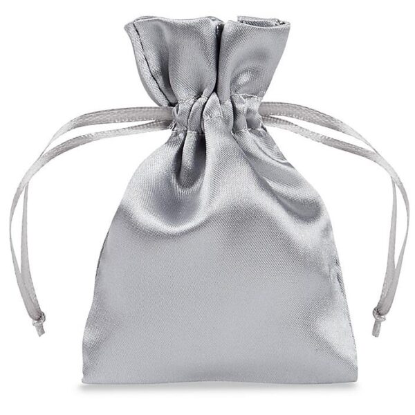 Silver satin pouch