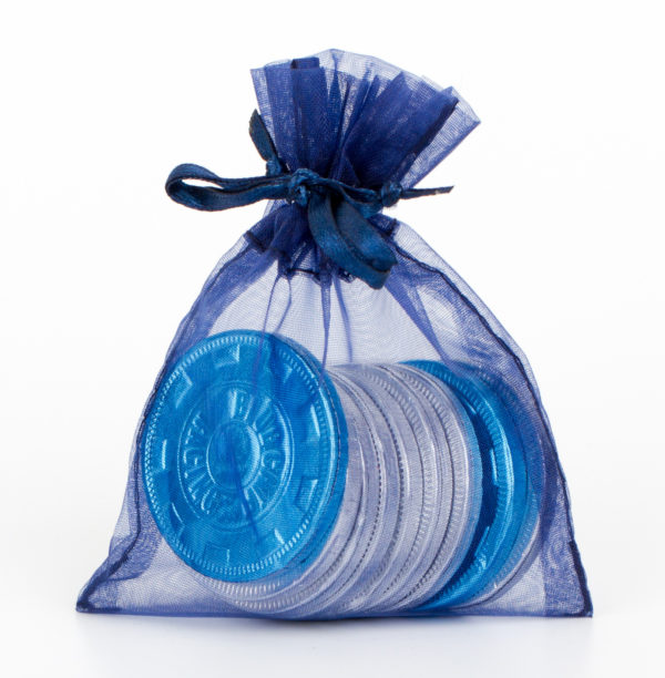 Organza pouch with chocolate coins