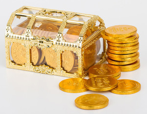 Treasure chest with chocolate coins