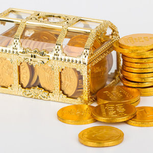 Treasure chest with chocolate coins