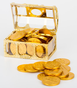 Treasure chest with chocolate coins