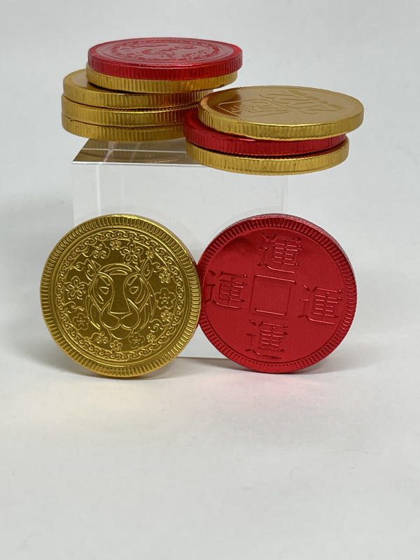 lunar new year tiger 2022 chocolate coins