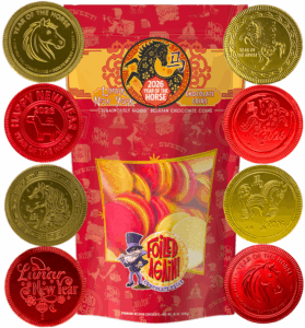 Lunar new year chocolate coins